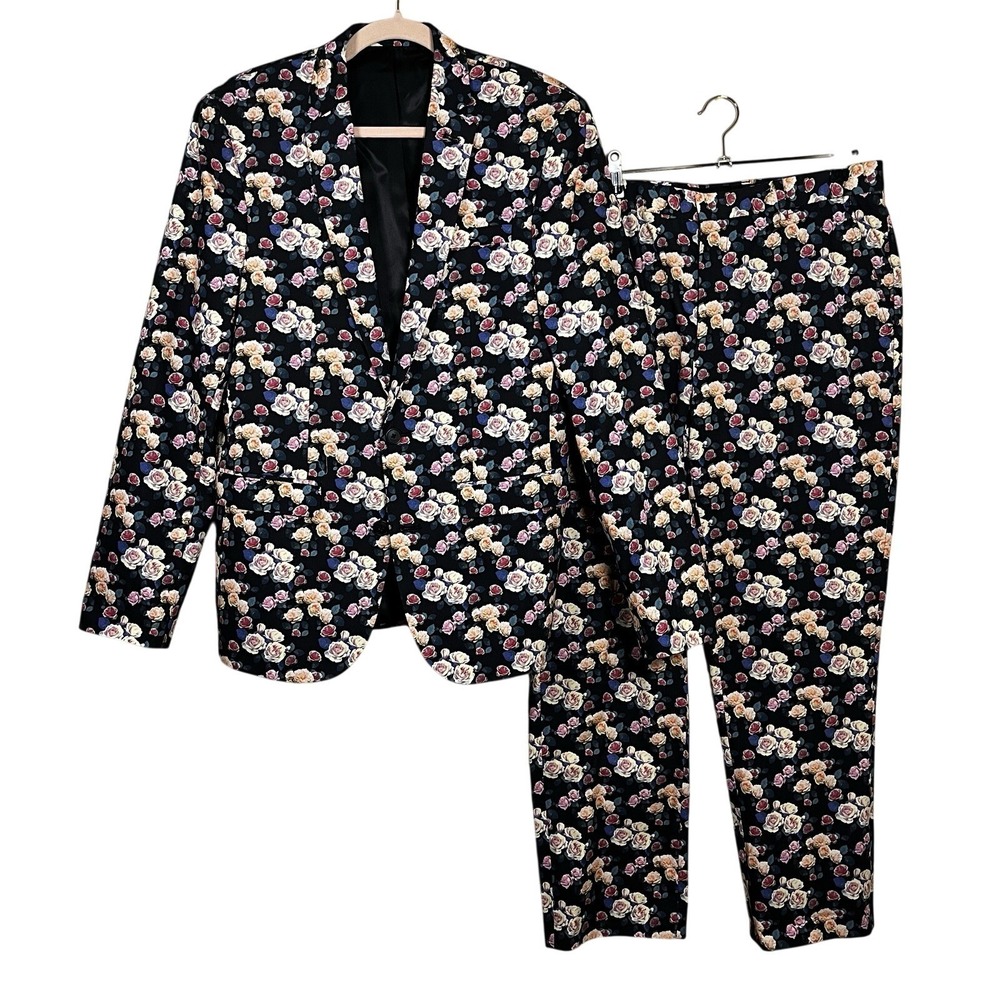 NWOT ASOS Dark Floral Multicolored 2 Pc Suit Slim Fit